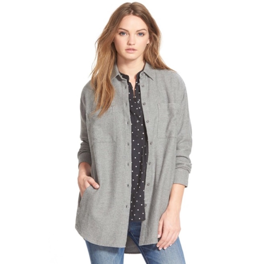 Madewell XS Sunday Flannel Shirt Pockets Gray